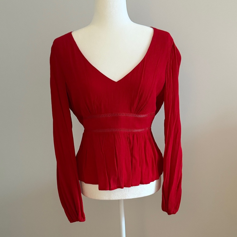 Miami Red V-Neck Blouse